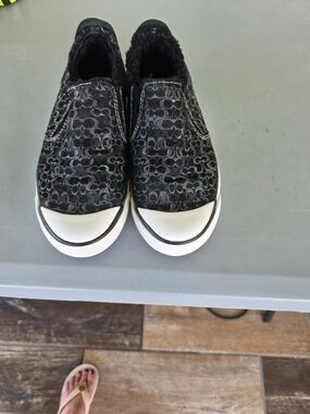 Coach Black Logo Slip-On Athletic Shoes